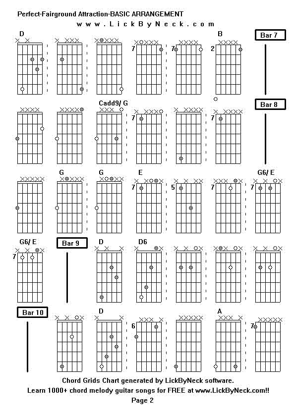 Chord Grids Chart of chord melody fingerstyle guitar song-Perfect-Fairground Attraction-BASIC ARRANGEMENT,generated by LickByNeck software.
